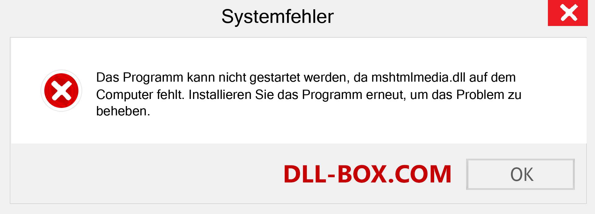 mshtmlmedia.dll-Datei fehlt?. Download für Windows 7, 8, 10 - Fix mshtmlmedia dll Missing Error unter Windows, Fotos, Bildern