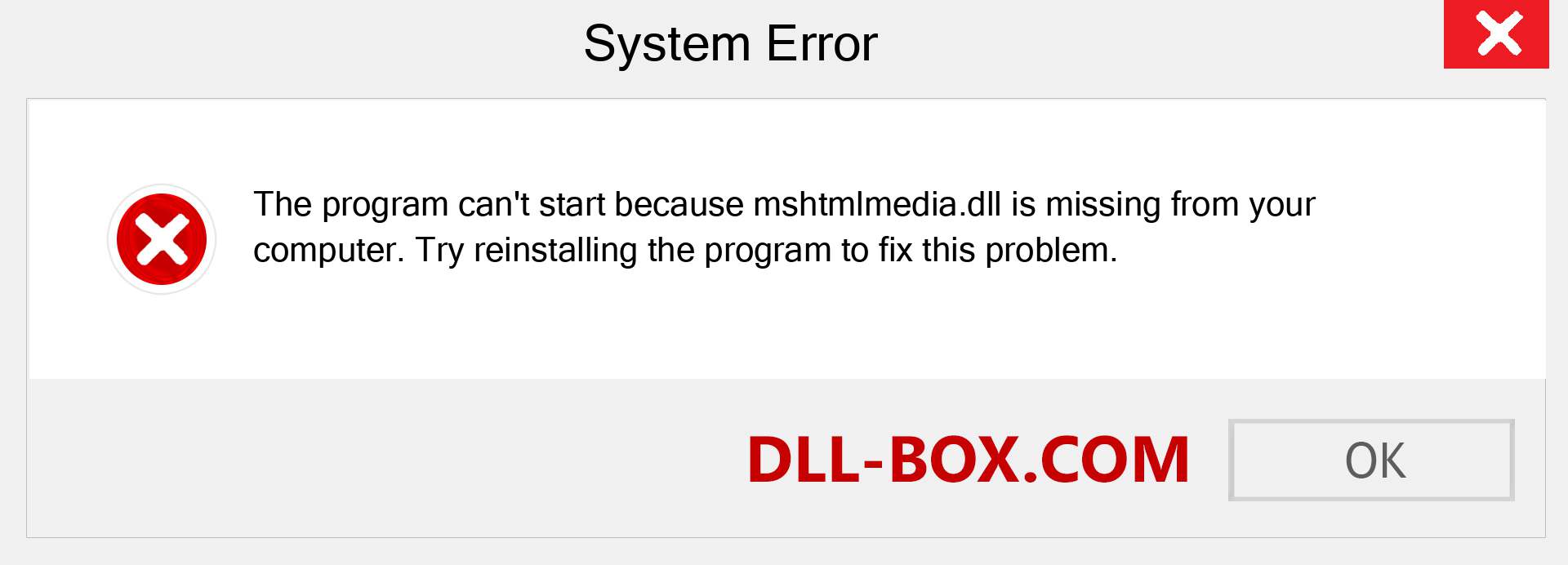  mshtmlmedia.dll file is missing?. Download for Windows 7, 8, 10 - Fix  mshtmlmedia dll Missing Error on Windows, photos, images